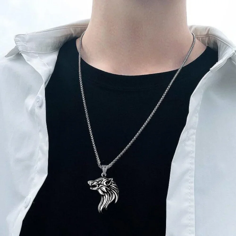 ❤️Viking wolf head fashion pendant necklace for women/men, N90201P182